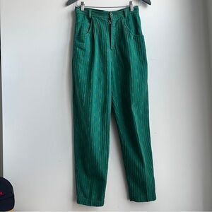 Vintage 80s triangle Green Textured High Waisted Tapered Pants